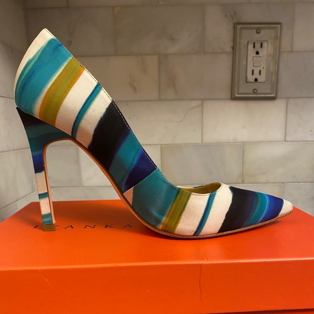 Ivanka Trump Multicolor Striped Heels